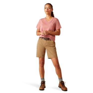 Ariat Women's Rebar Cotton Strong V-Neck T-Shirt - Mineral Red Heather