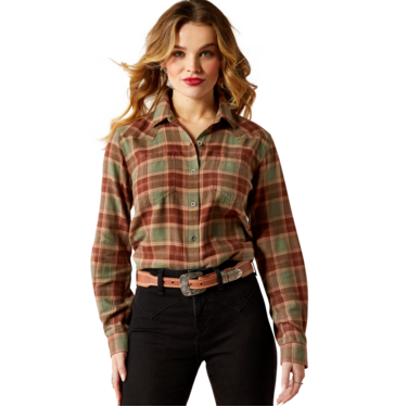 Ariat Women's REAL Billie Jean  Long Sleeve Shirt - Oakwood Plaid