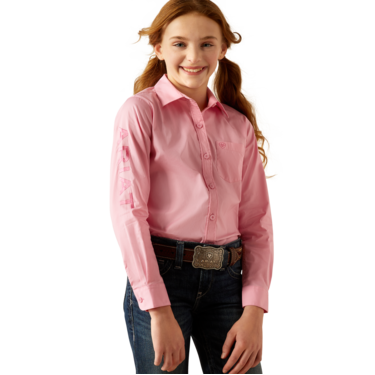 Ariat Girl's Team Kirby Long Sleeve Shirt- Pink