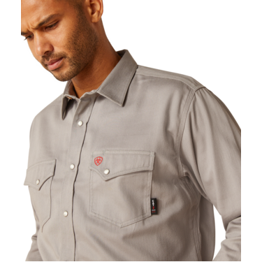 Ariat Men's FR Solid Classic Fit Snap Work Shirt - Silver Fox