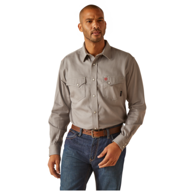 Ariat Men's FR Solid Classic Fit Snap Work Shirt - Silver Fox