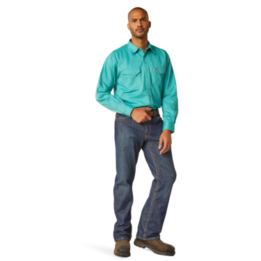 Ariat Men's FR Havoc Snap Work Shirt - Pool Blue