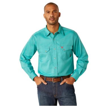 Ariat Men's FR Havoc Snap Work Shirt - Pool Blue
