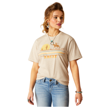 Ariat Women's Cowgirl Desert Short Sleeve T-Shirt - Oatmeal Heather