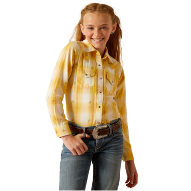 Ariat Girl's Glenrock Snap Long Sleeve Shirt - Cactus Dobby