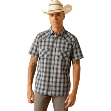 Ariat Men's Haven Retro Fit Snap Short Sleeve Shirt - Deep Pond