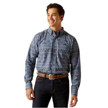 Ariat Men's Long Sleeve Eddie Classic Fit Shirt - Navy