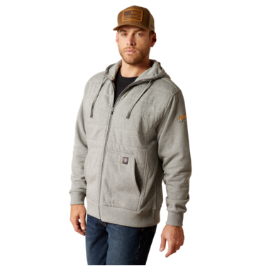 Ariat Men's Rebar All Weather Insulated Full Zip Hoodie- Heather Grey