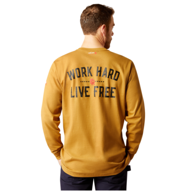 Ariat Men's FR Work Hard Live Free Long Sleeve Shirt - Golden Brown