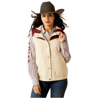 Ariat Women's Stretch Shell Vest-Summer Sand/ Tawny Port