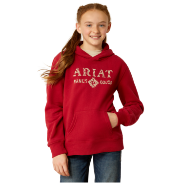 Ariat Girl's Ranch Goods Hoodie- Rio Red