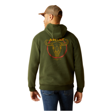 Ariat Men's  Barbwire Skull Hoodie- Dark Green