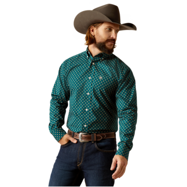 Ariat Men's Wrinkle Free Grover Fitted Long Sleeve Shirt - Deep Teal