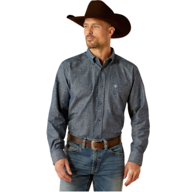 Ariat Men's Robert Classic Fit Long Sleeve Shirt - Chambray Blue