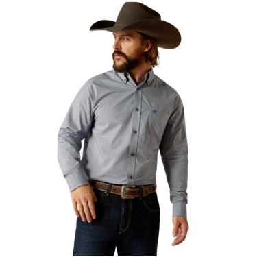 Ariat Men's Rider Fitted Long Sleeve Shirt- Light Blue