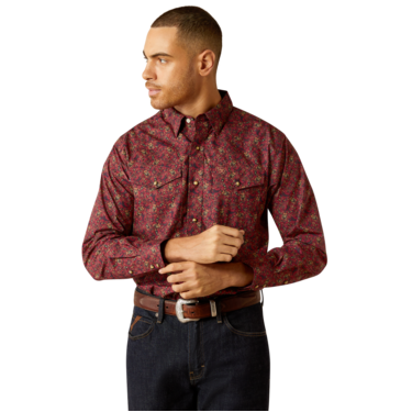 Ariat Men's Samson Classic Fit Long Sleeve Shirt - Dark Red