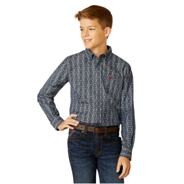 Ariat Boy's Rochard Classic Fit Shirt - Chambray Blue