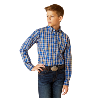 Ariat Boy's  Pro Reggie Classic Fit Long Sleeve Shirt - Royal Blue