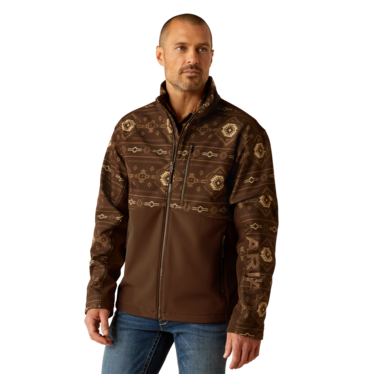 Ariat Men's Logan Southwest Print  Softshell Jacket- Banyan Bark