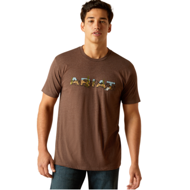 Ariat Men's Logo SW Landscape T Shirt - Brown Heather