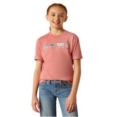 Ariat Girl's Mini Cow Squad T-Shirt - Dusty Rose