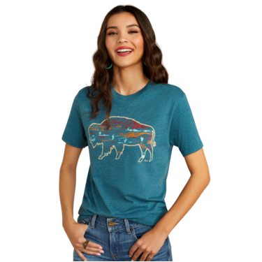 Ariat Women's Bison Ranch T-Shirt - Deep Sea Heather