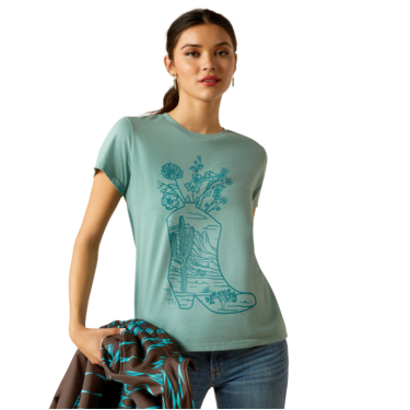 Ariat Women's Garden Boot T-Shirt - Ocean Blue Heather