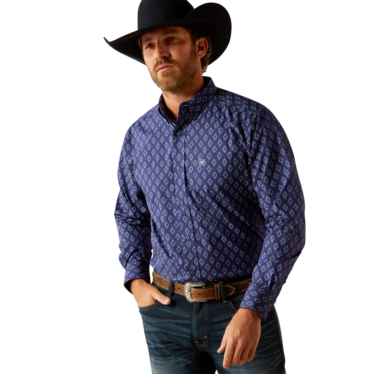 Ariat Men's Cade Long Sleeve Shirt- Navy