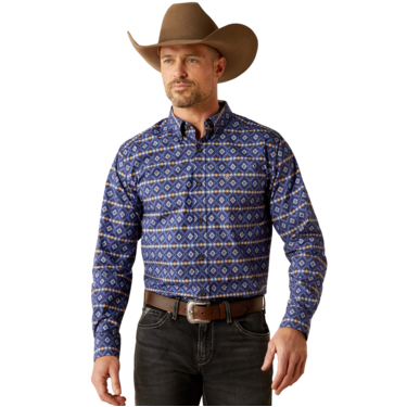 Ariat Men's Conner Fitted  Long Sleeve Shirt- Navy