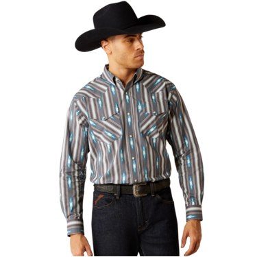 Ariat Men's Callahan Classic Fit Long Sleeve Shirt- Grey