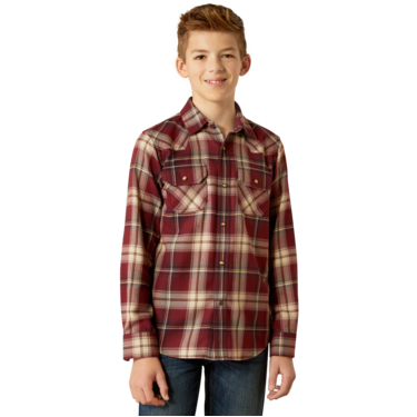 Ariat Boy's Harlee Retro Long Sleeve Fit Shirt- Windsor Wine