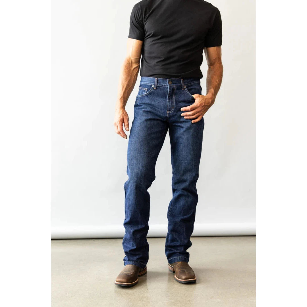Kimes Men's Dillon Mid Low Rise Relaxed Bootcut Jeans - Blue