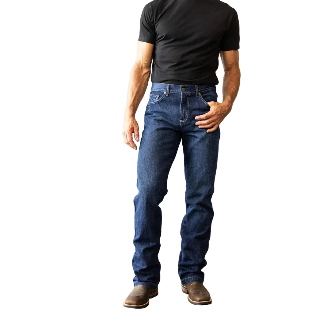 Kimes Men's Dillon Mid Low Rise Relaxed Bootcut Jeans - Blue - Irvine Tack & Western Wear