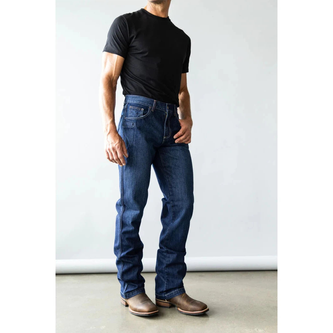 Kimes Men's Dillon Mid Low Rise Relaxed Bootcut Jeans - Blue