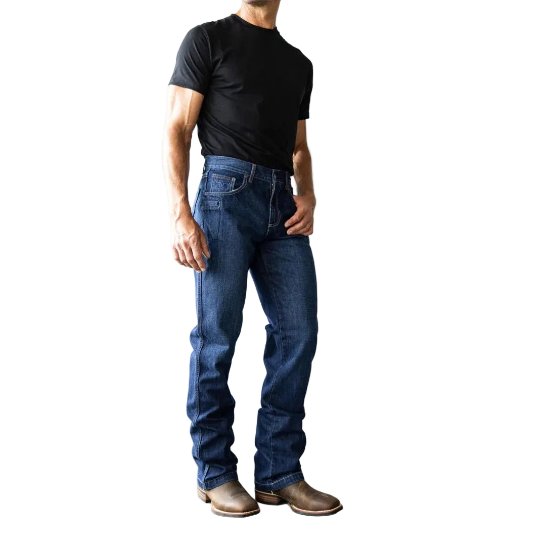 Kimes Men's Dillon Mid Low Rise Relaxed Bootcut Jeans - Blue - Irvine Tack & Western Wear