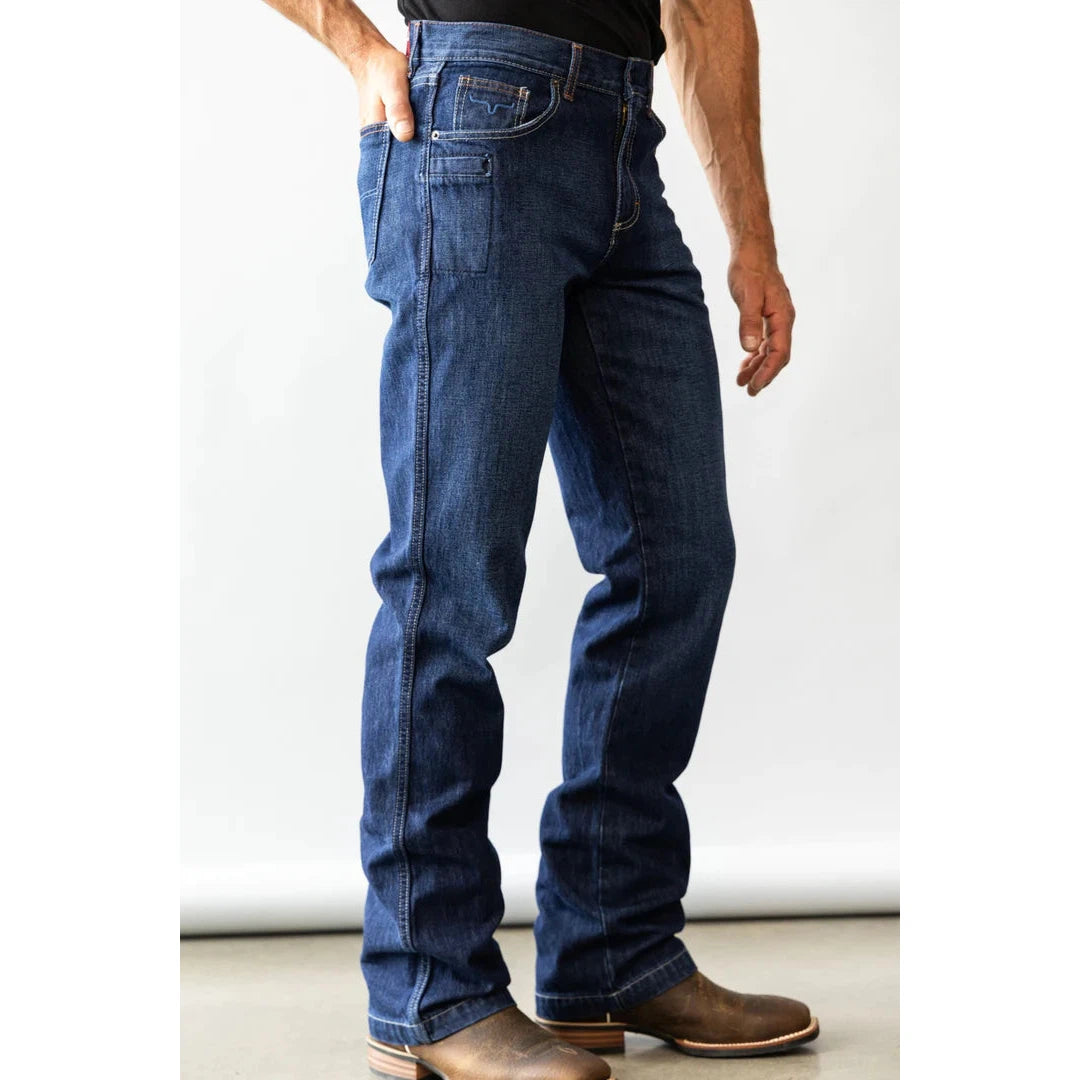 Kimes Men's Dillon Mid Low Rise Relaxed Bootcut Jeans - Blue