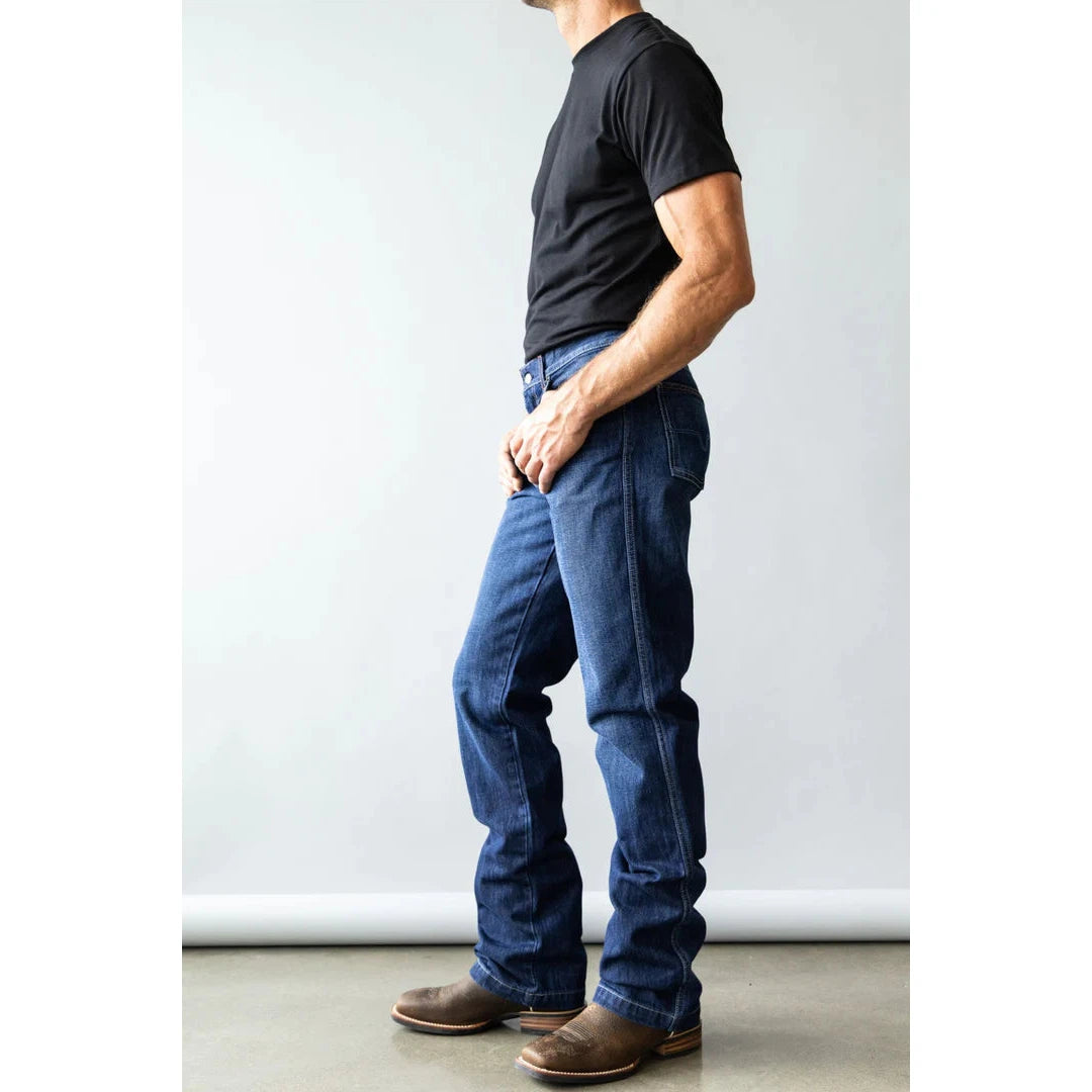 Kimes Men's Dillon Mid Low Rise Relaxed Bootcut Jeans - Blue
