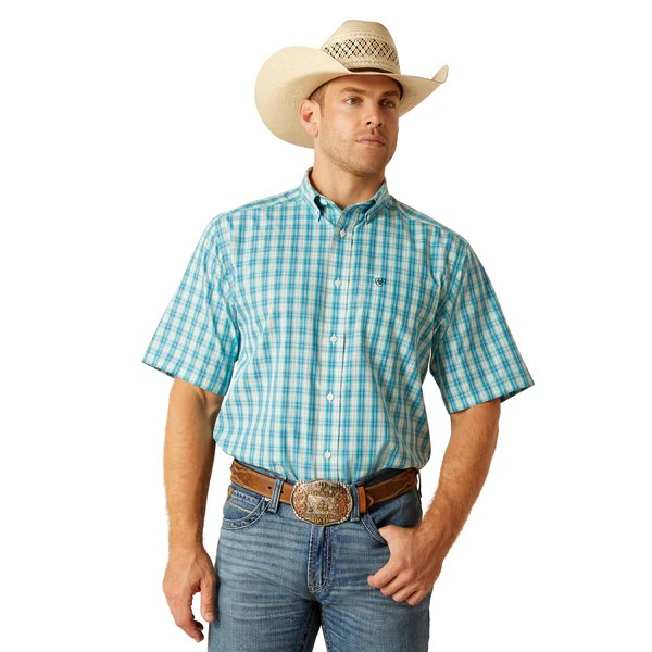 Ariat Men's Short Sleeved  Free Kyle Classic Fit Shirt - Blue
