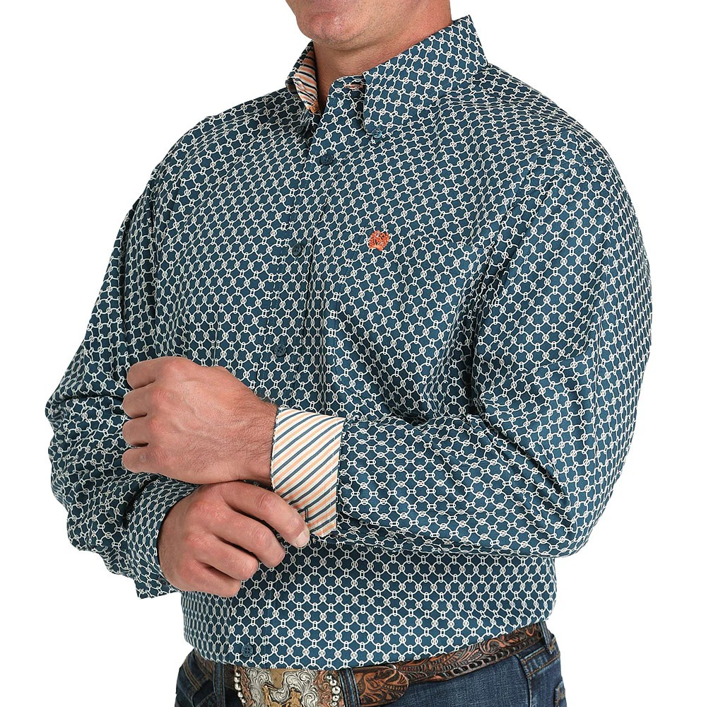 Cinch Men's Long Sleeve Print Shirt - Teal