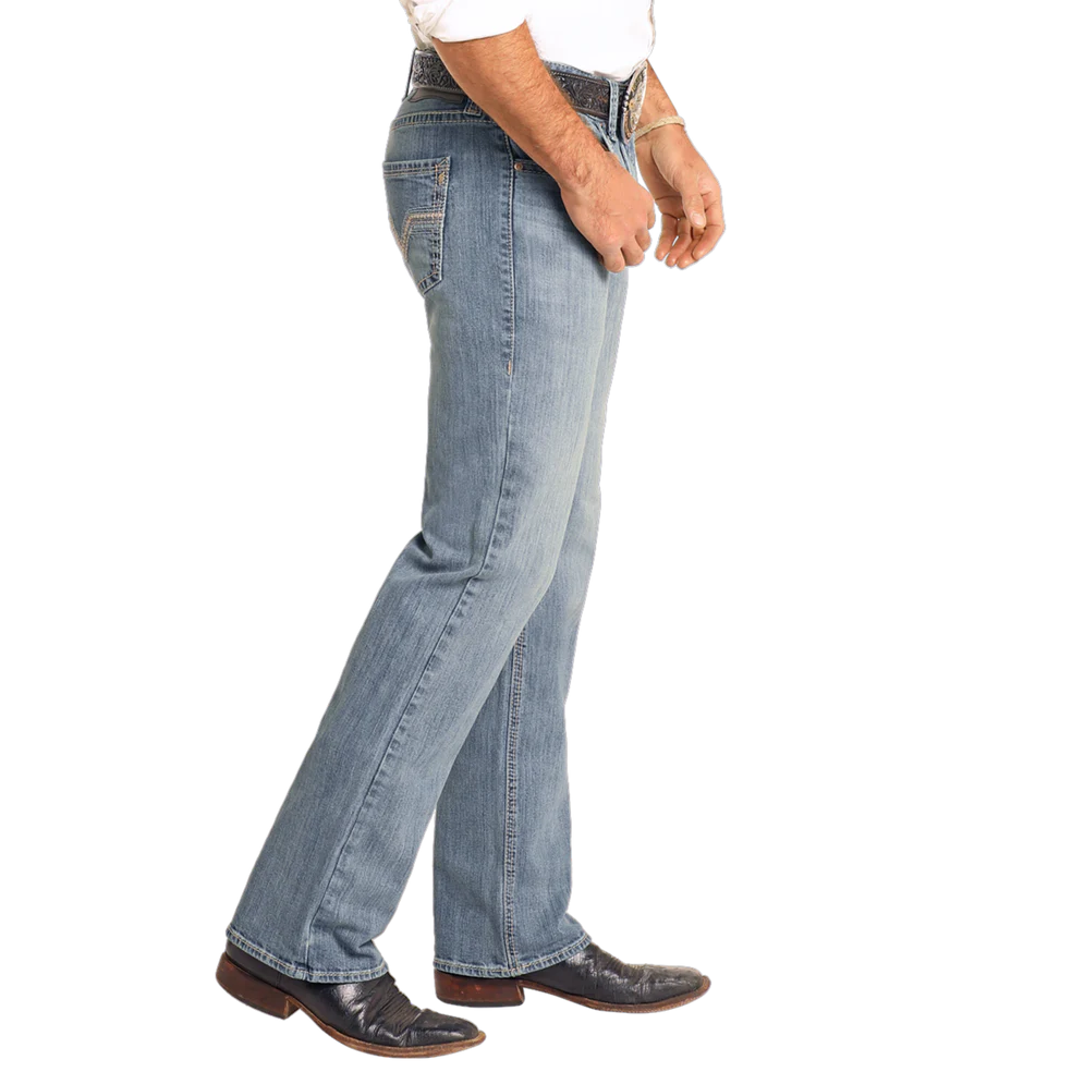 Rock & Roll Men's Pistol Vintage Straight Jeans - Medium Wash