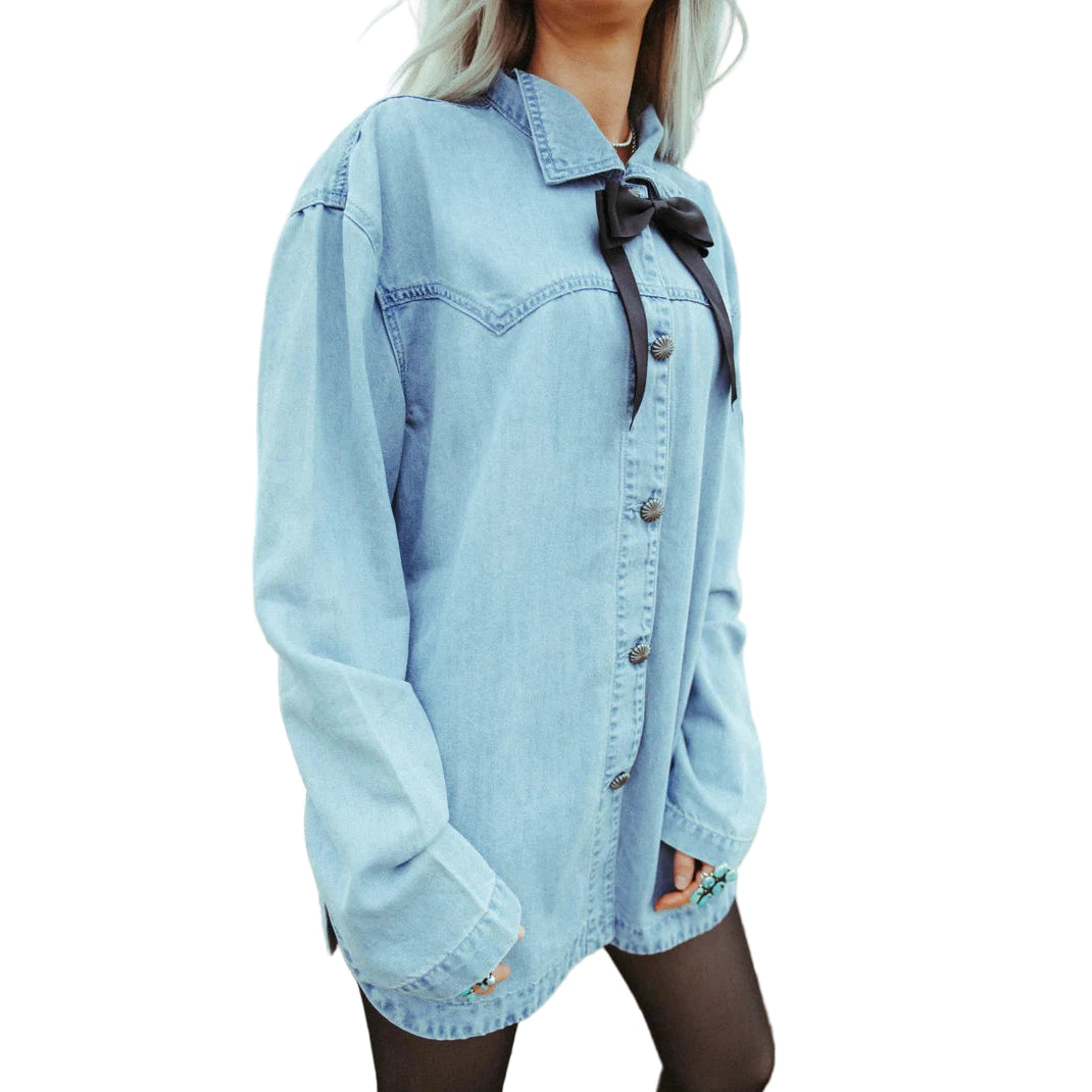 2 Fly Women's Homesteader Long Sleeve Denim Shirt - Light Denim