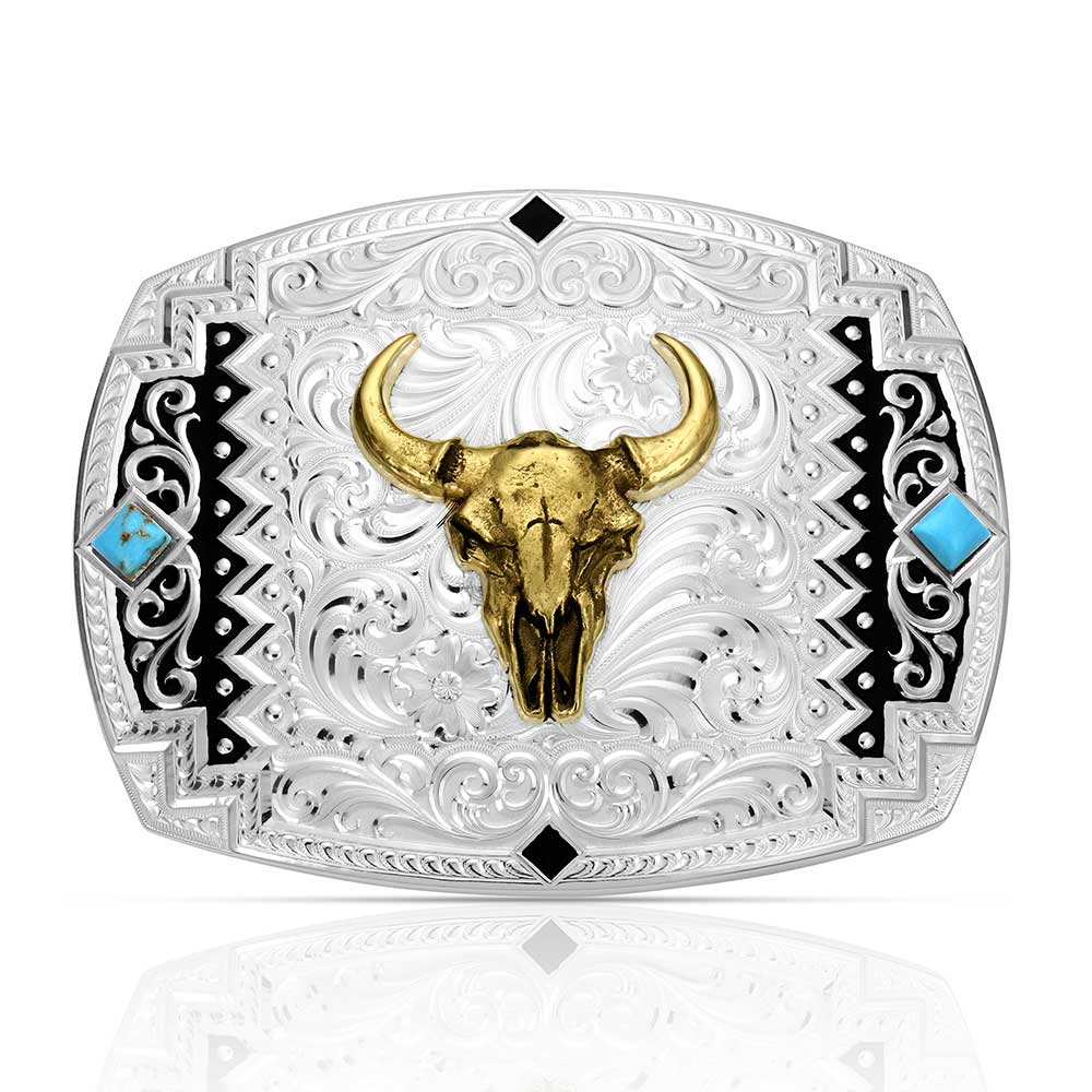 Montana Silversmiths Filigree Scroll Buffalo Skull Belt Buckle