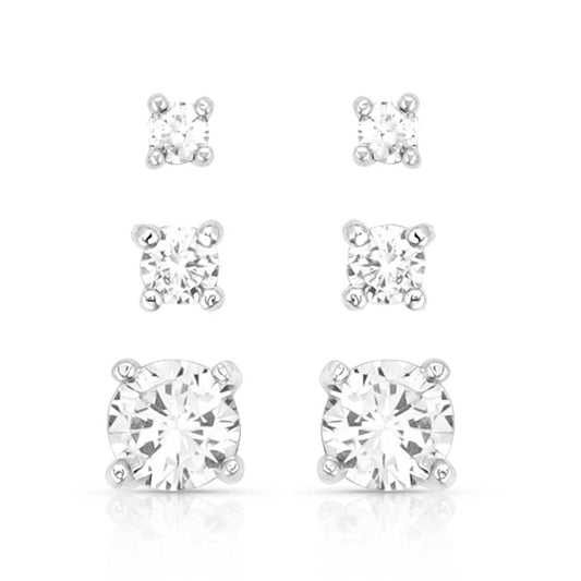 Shine Bright Triple Crystal Post Earring Set