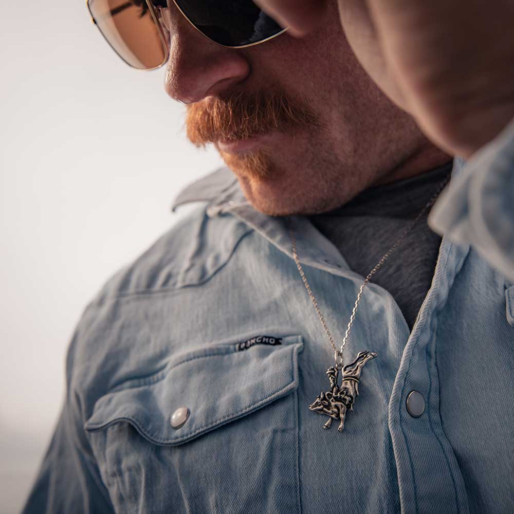 **Bull Rider Pendant Necklace