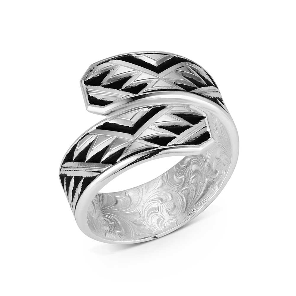 Montana Silversmiths Southwest Ring- Silver/Black