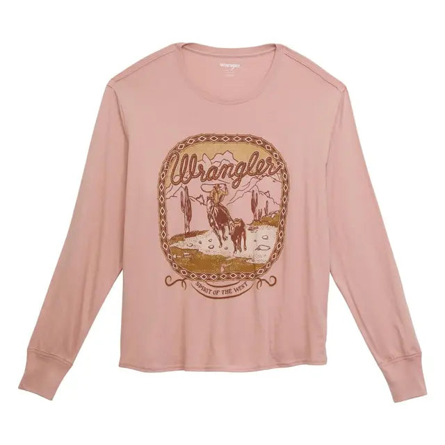 Wrangler Women's Desert Long Sleeve T Shirt - Misty Rose