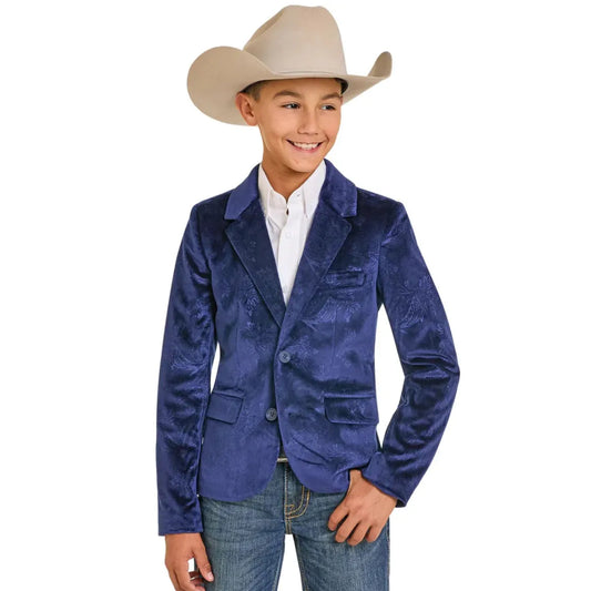 Panhandle Boy's Velvet Sports Coat - Navy