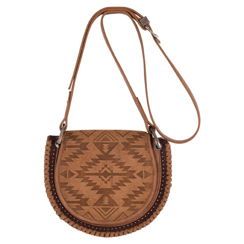 Catchfly Women's Tan Saddlebag with Aztec Design