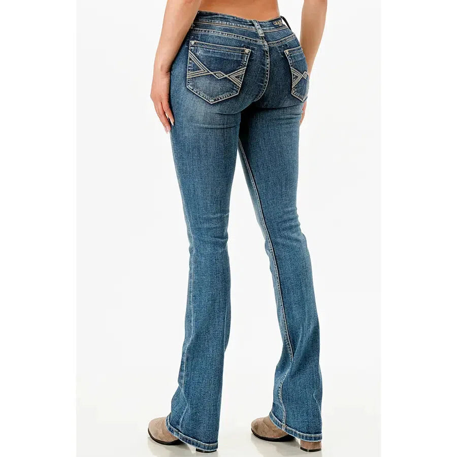 Grace in LA Women's Simple Stitch Midrise Bootcut Jeans -