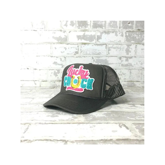 Lucky Chuck Logo Patch Foamie Trucker Cap - Charcoal